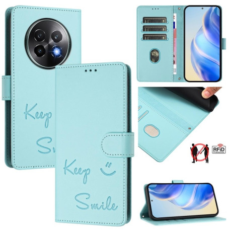 Чехол-книжка Embossing Stripe RFID для Realme 13+ 5G/13 Pro 5G/13 Pro+ - зелений