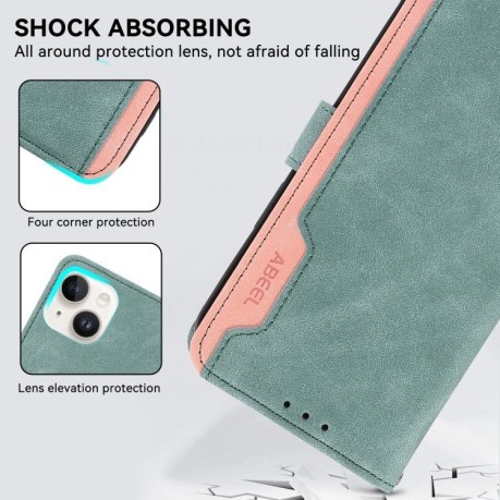 Чохол-книжка ABEEL Color Block Magnetic RFID Leather  для Samsung Galaxy A26 5G - Cyan-Pink