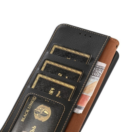 Кожаный чехол-книжка KHAZNEH Custer Genuine для Samsung Galaxy A35 5G - черный