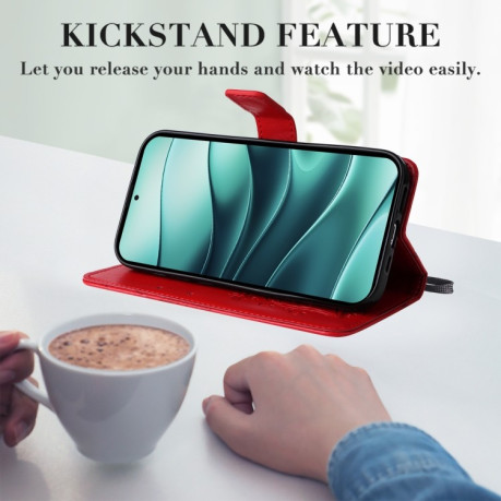 Чехол-книжка Embossed Butterfly для Xiaomi Redmi Note 14 5G/Poco M7 Pro 5G - красный