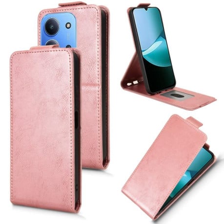 Флип-чехол Magnetic Vertical Flip Leather на Xiaomi Redmi 15C 5G / 4G EU 173mm / Poco C85 5G - золото