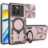 Чохол із шторкою камери, CD-фактурою та підставкою на Motorola Edge 70 5G — рожевий