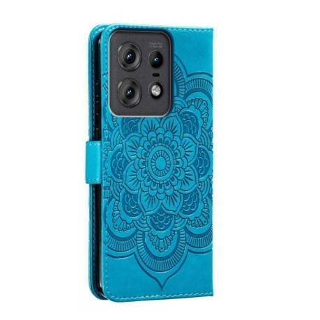 Чехол-книжка Sun Mandala Embossing Pattern для Motorola Edge 50 Pro - синий