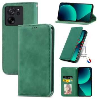 Чохол-книжка Retro Skin Feel Magnetic Flip Leather для Xiaomi 13T / 13T Pro - зелений