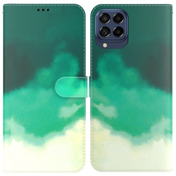 Чехол-книжка Watercolor Pattern для Samsung Galaxy M53 5G - Cyan Green