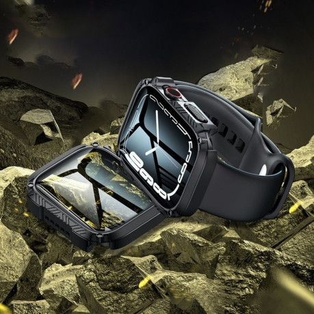 Противоударная накладка с защитным стеклом Armor Waterproof для Apple Watch Series 8/7 41mm - серый