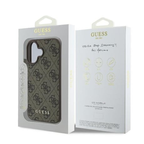 Оригинальный чехол Guess Metal Gold Logo для iPhone 16 Plus - Brown