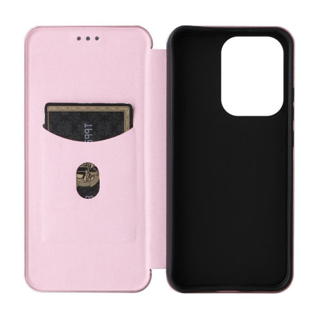 Чохол-книжка Carbon Fiber Texture на OPPO Reno13 5G Global - рожевий