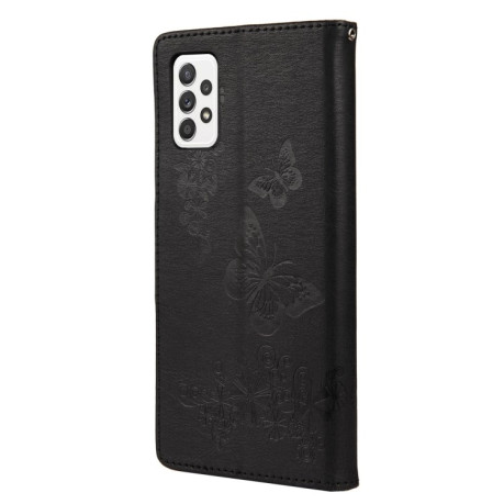 Чехол-книжка Butterflies Embossing на Samsung Galaxy A33 5G - черный