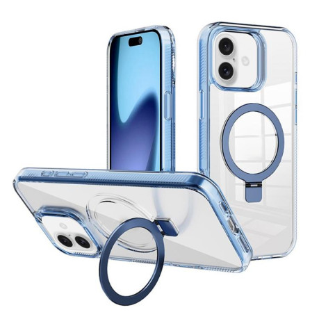 Противоударный чехол Kalebol MagSafe Holder Simple Clear для iPhone 17 - синий