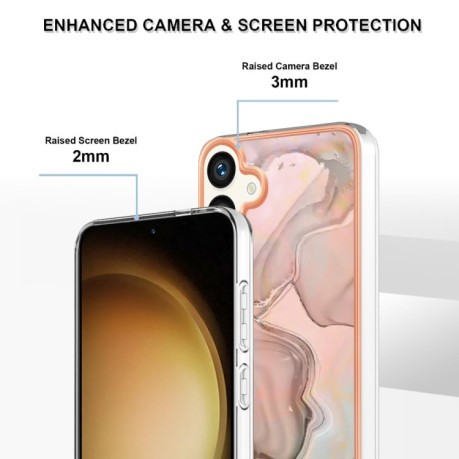 Противоударный чехол Electroplating IMD для Samsung Galaxy S24 5G - розовое золото