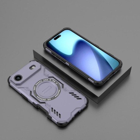 Противоударный чехол Butterfly Armor MagSafe Magnetic Ring для iPhone Air - фиолетовый
