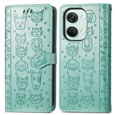 Чехол-книжка Cat and Dog для OnePlus Nord 3 - зеленый