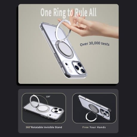 Чехол Kalebol с подставкой 360 и MagSafe на iPhone 17 Pro - прозрачный