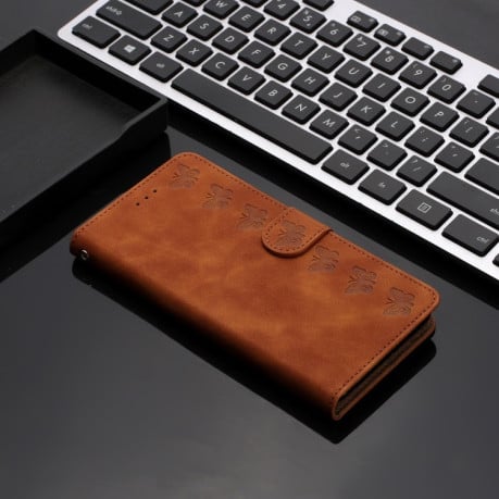 Чохол-книжка Seven Butterflies Embossed Leather для Xiaomi 14T Pro - коричневий