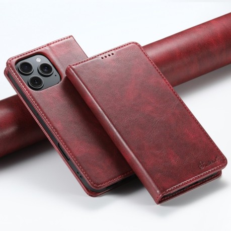Чохол протиударний Suteni H02 Leather Wallet Stand для iPhone 16 Pro - червоний
