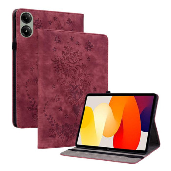 Чехол-книжка Butterfly Rose Embossed для Xiaomi Redmi Pad 2 / Xiaomi Redmi Pad SE 11 2025 - червоний