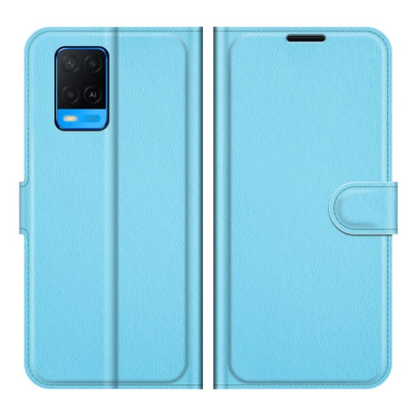Чохол-книжка Litchi Texture на OPPO A54 4G - синій
