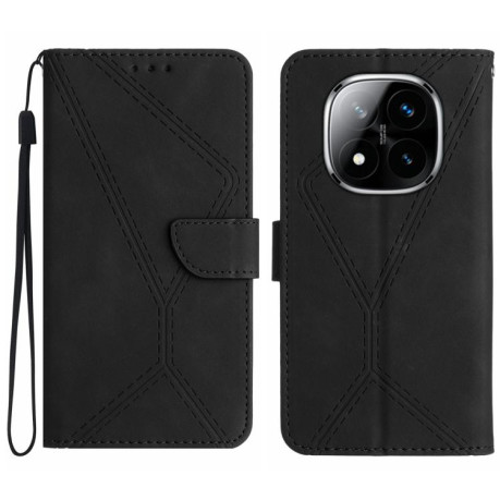Чохол-книжка Stitching Embossed Leather для Xiaomi Redmi Note 14 Pro 4G - чорний