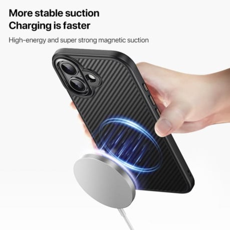 Противоударный чехол Kevlar Fiber с MagSafe на iPhone 17 - черный