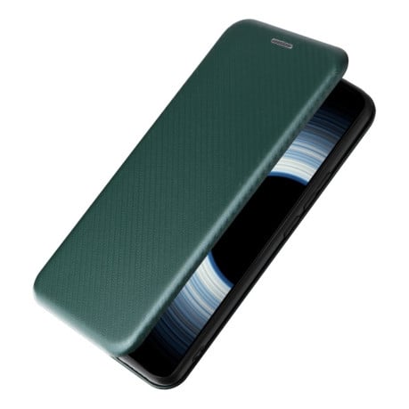 Чехол-книжка Carbon Fiber Texture на Xiaomi 12T / 12T Pro / Redmi K50 Ultra - зеленый