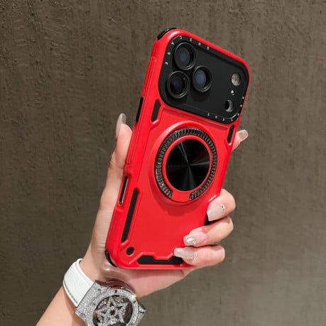Противоударный чехол Three-core с подстаавкой 360 Rotation Magnetic на iPhone 17 Pro - красный