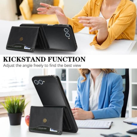 Чохол Kalebol Magnetic Button з кишенькою для карт та MagSafe на Samsung Galaxy Filp 7 - чорний