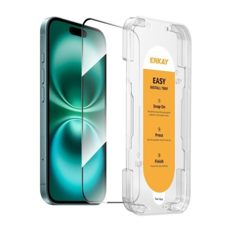 Защитное Стекло ENKAY Easy Install High Alumina Silicon для iPhone 16 - черное