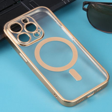 Противоударный чехол MagSafe Electroplating Straight для iPhone 14 Pro - золотой