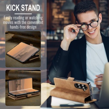 Чехол-книжка CaseMe-013 Multifunctional на Samsung Galaxy Fold 7 - коричневый