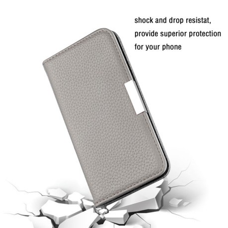 Чехол-книжка Litchi Texture Solid Color на iPhone 12 Pro Max - серый