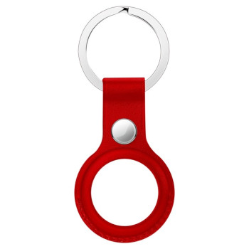 Кожаный брелок с кольцом для AirTag - красный