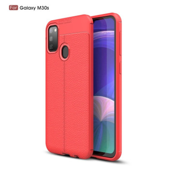 Ударозащитный чехол Litchi Texture на Samsung Galaxy M21/M30s - красный
