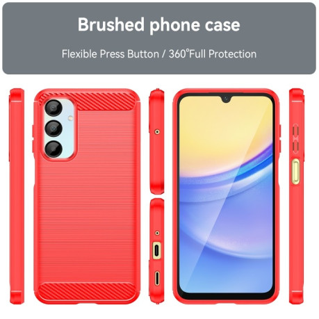 Противоударный чехол Brushed Texture Carbon Fiber на Samsung Galaxy A56 5G - красный