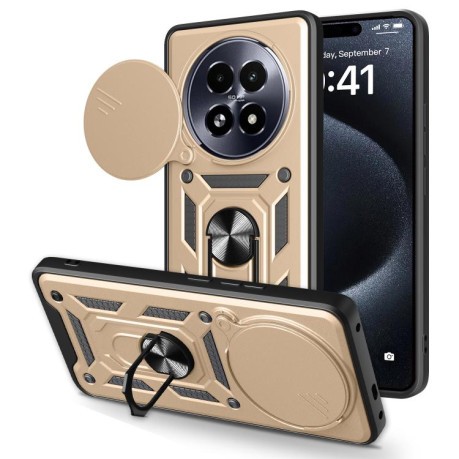 Протиударний чохол Camera Sliding для Realme 13+ 5G/13 Pro 5G/13 Pro+ - золотий