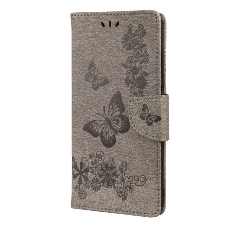 Чехол-книжка Floral Butterfly для Xiaomi Redmi 10 - серый