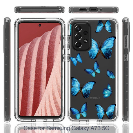 Противоударный чехол Transparent Painted для Samsung Galaxy A73 - Blue Butterflies