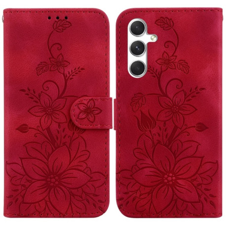 Чехол-книжка Lily Embossed Leather для Samsung Galaxy S24 5G - красный
