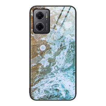 Противоударный стеклянный чехол Marble Pattern Glass на Xiaomi Redmi Note 11E/Redme 10 5G - Beach