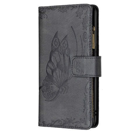 Чехол-кошелек Flying Butterfly Embossing для iPhone 14/13 - черный