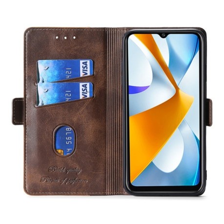 Чохол-книжка Contrast Color для Samsung Galaxy M13 - коричневий