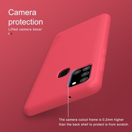 Чехол NILLKIN Frosted Shield Concave-convex на Samsung Galaxy A21s - красный