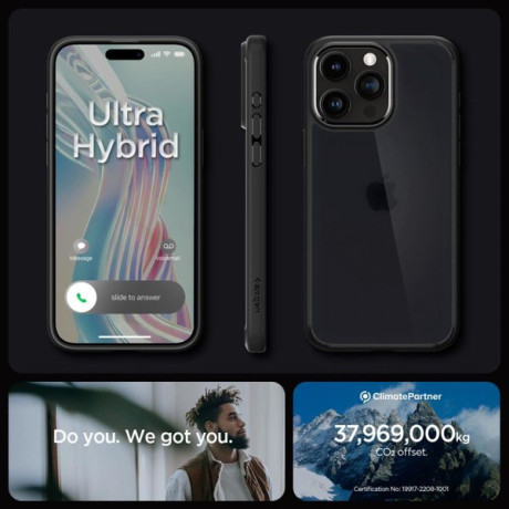 Оригинальный чехол Spigen Ultra Hybrid для iPhone 15 PRO- Frost Black