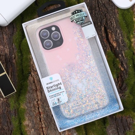 Противоударный чехол DFANS DESIGN Snowflake Starlight Shining на iPhone 15 Pro Max - розовый