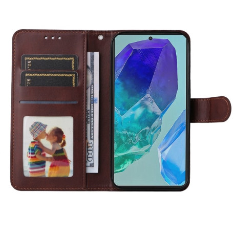 Чохол-книжка Stitching Calf Texture для Samsung Galaxy M55 5G - коричневий