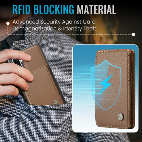 Чехол JEEHOOD J05 Business Magnetic Style RFID Leather для Samsung Galaxy A36 - коричневый