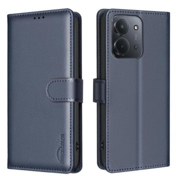Чохол-книжка Litchi Texture RFID Anti-theft Leather на Xiaomi Redmi 15C 5G / 4G EU 173mm / Poco C85 5G - синій