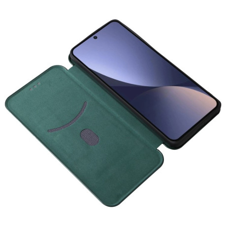 Чехол-книжка Carbon Fiber Texture на Xiaomi 13 Pro - зеленый