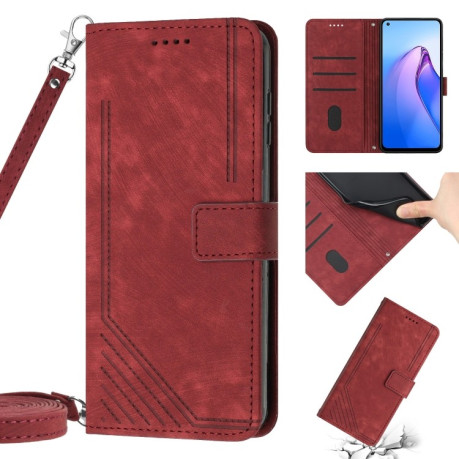 Чохол-книжка Skin Feel Stripe Pattern для OPPO Reno 8 5G - червоний