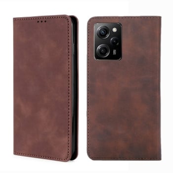 Чохол-книжка у стилі Retro м'яке покриття Skin Feel діловий дизайн на Xiaomi Poco X5 Pro  - темно-коричневий